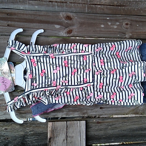 Nwt 2 Romper Set with Hair Scrunchie - Picture 6 of 12